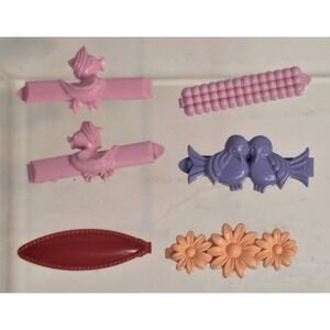 Lot Of 6 Goody Kids Hair Barrettes Duck Birds Plastic